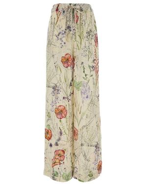 McQueen Broeken ,Veelkleurig ,Meadow Floral Print Pyjama Broek - Metallic