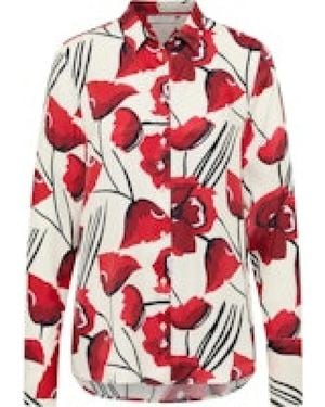 Eterna Bloemig Klaprozenprint Lange Mouwen Blouse - Rood