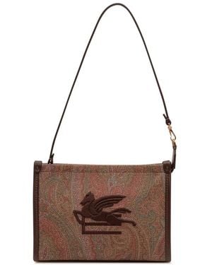 Etro Bestickte Logo Paisley Clutch - Braun