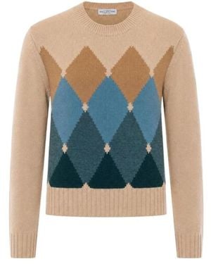 Ballantyne Argyle Muster Rundhals-Pullover - Blau