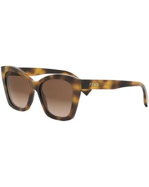 Fendi Lettering Havana Square Sonnenbrille - Braun