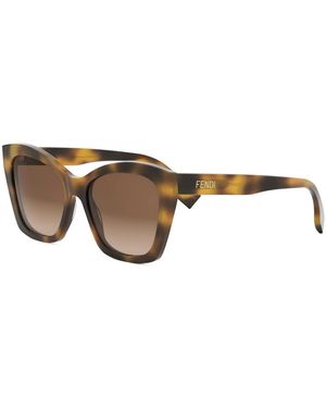 Fendi Lettering Havana Vierkante Zonnebril - Bruin