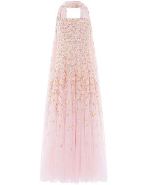 Needle & Thread Lea Ditsy Strapless Cape Gown - Roze