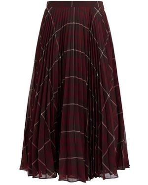 Max Mara Langer Faltenrock Mit Karomuster - Lila