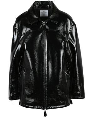 Courreges Vinyl Reißverschluss Bomberjacke - Schwarz