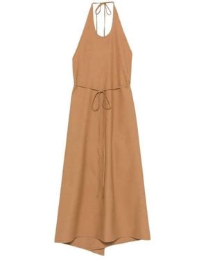 Baserange Kleedjes ,Bruin ,Apron Dress - Naturel