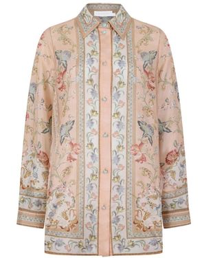 Zimmermann Overhemden ,Veelkleurig ,Zijden Blouse Met Bloemendruk - Naturel