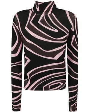 PUCCI Truien & Vesten ,Veelkleurig ,Wol Labirinto Print Wollen Trui - Zwart