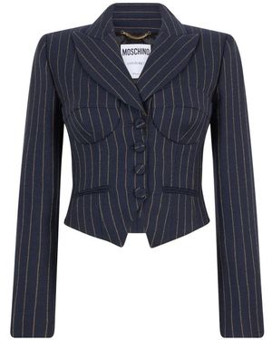 Moschino Jassen ,Blauw ,Wol Gestreepte Jas