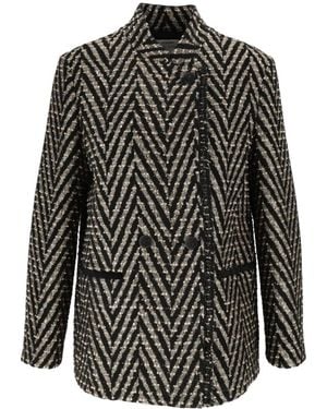 forte_forte Chevron Jacquard Oversized Jacke - Schwarz