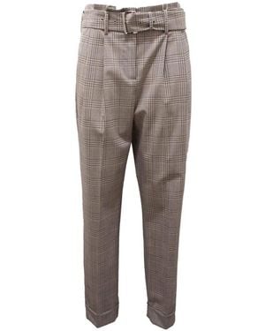 Michael Kors Wool-blend Carrot Trousers With Prince-of-wales Check - Grey