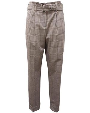 Michael Kors Wool-blend Carrot Trousers With Prince-of-wales Check - Grey