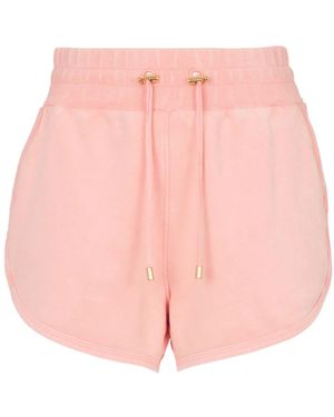 Balmain Korte Broeken ,Roze ,Katoen Katoenen Shorts Met Geborduurd Logo