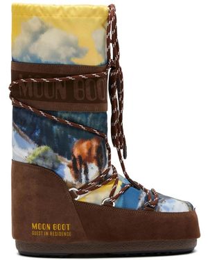 Moon Boot Schoenen ,Bruin ,Nylon Icon High Postcard Boot