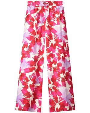 Pom Broeken ,Veelkleurig ,Linnen Bubble Bloom Pants - Rood