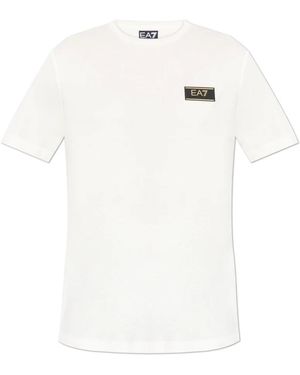 EA7 T-Shirt Mit Logo-Patch - Weiß