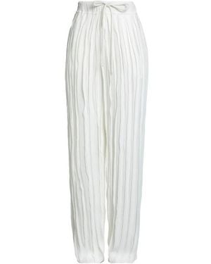 Alysi Broeken ,Wit ,Pantaloni Con Crêpe, Vita Elasticizzata