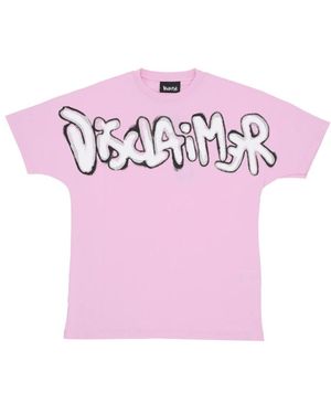 DISCLAIMER Tops ,Roze ,Katoen Roze Logo Crop Tee Korte Mouw