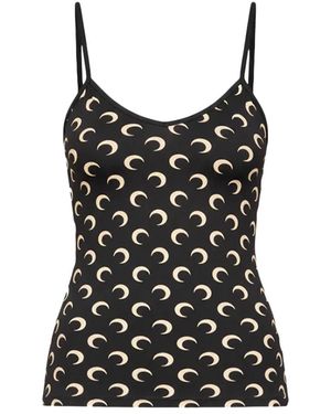 Marine Serre Moon Printed Jersey Straps Top - Zwart