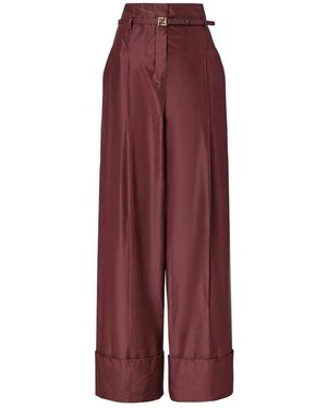 Fendi Broeken ,Paars ,Leer Wide Broeken - Rood