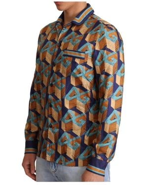 Dolce & Gabbana Overhemden ,Veelkleurig ,Geometric Print Silk Shirt - Meerkleurig
