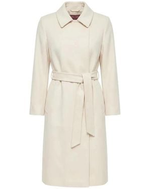 Max Mara Jassen ,Wit ,Wol Mantel Met Ceintuur - Naturel