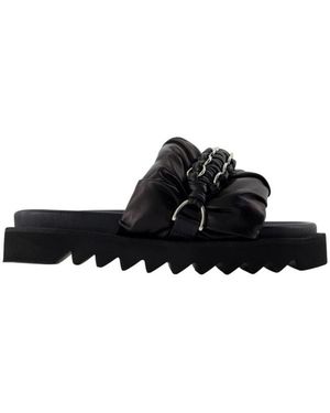 Toga Schoenen ,Zwart ,Leer Sandalen Met Kettingdetail Van Leer