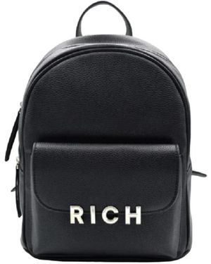 John Richmond Mochila Negra De Mujer Con Logo Plateado, Mujer, Talla - Negro