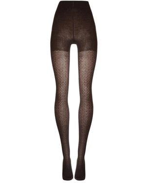Wolford Merino Musterstrick-Strumpfhose - Braun