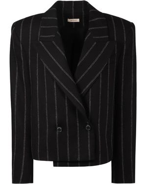 The Mannei Pin-Striped Double-Breasted Blazer - Zwart
