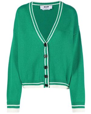 MSGM Truien & Vesten ,Groen ,Wol Groene Wol Kasjmier Casual Cardigan