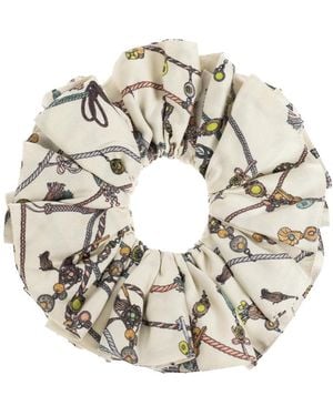 Versace Accessoires ,Geprinte Zijden Twill Scrunchie - Metallic