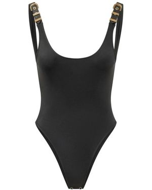 Versace Badmode ,Zwart ,Leer Bodysuit