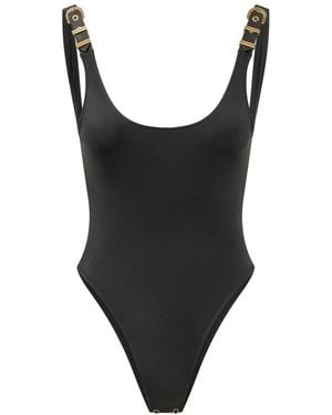 Versace Silk-Feel One-Piece Swimsuit With Stretch Comfort - Black