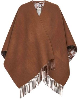 Fendi Jassen ,Bruin ,Wol Omkeerbare Wollen En Kasjmier Fringed Jacket