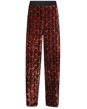 OBIDI Broeken ,Rood ,Wide-Leg Broek Van Gedrukt Fluweel