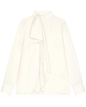 Givenchy Overhemden ,Gedrapeerde Blouse Met Strik - Wit