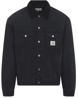Carhartt Jassen ,Zwart ,Katoen Og Trucker Jacket - Blauw