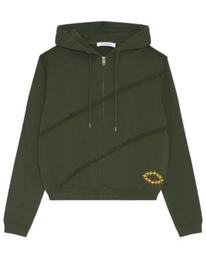 Etudes Studio Hoodies & Sweatvesten ,Groen ,Katoen Hoodie Met Ritssluiting