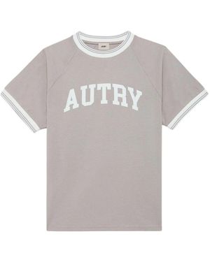 Autry Tops ,Grijs ,Katoen Ronde Hals T-Shirt