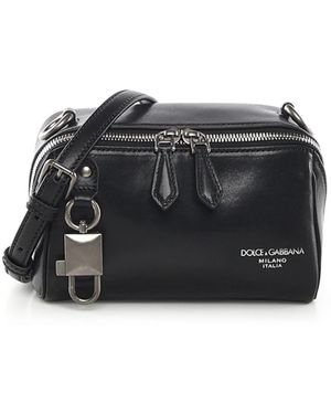 Dolce & Gabbana Tassen ,Zwart ,Katoen Lock Crossbody Bag