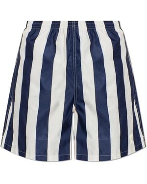 Ami Paris Lange Gestreifte Badeshorts - Blau