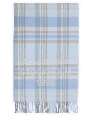 Acne Studios Check Logo Schal - Blau
