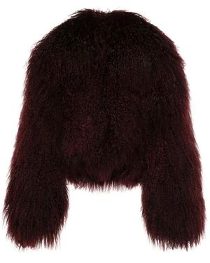 Salvatore Santoro Bordeaux Rood Lamsvacht Buitenkleding - Zwart