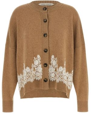 Alberta Ferretti Truien & Vesten ,Bruin ,Leer Gebreide Cardigan Op Maat