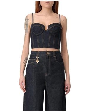 Zimmermann Blauer Denim Ärmelloses Korsett-Top - Schwarz