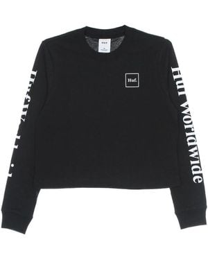 Huf Tops ,Zwart ,Katoen Long Sleeve Crew Neck Crop Top T-Shirt