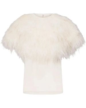 Loulou de Saison Overhemden ,Wit ,Wol Iona T-Shirt Met Veren