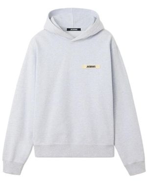 Jacquemus Hoodies & Sweatvesten ,Grijs ,Katoen Le Hoodie Gros Grain - Wit