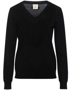 Heartmade Schwarzer Strickpullover Mit V-Ausschnitt